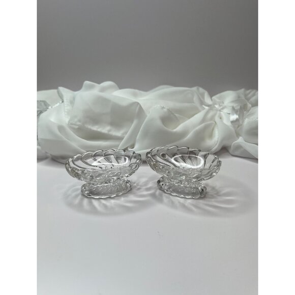 Vintage Set of 2 Clear Glass Optic Salt Cellars - Picture 1 of 4